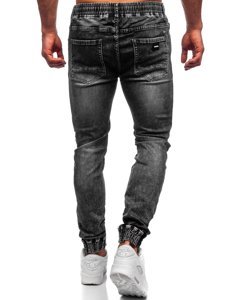 Pantaloni in denim tipo jogger da uomo neri Bolf 30047S0