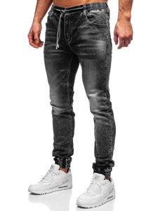 Pantaloni in denim tipo jogger da uomo neri Bolf 30047S0