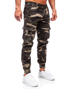 Pantaloni in jeans cargo jogger mimetici da uomo kaki Bolf J685