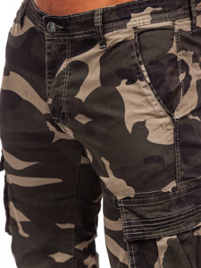 Pantaloni in jeans cargo jogger mimetici da uomo kaki Bolf J685