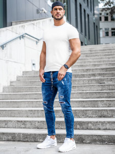 Pantaloni in jeans regular fit da uomo blu Bolf TF092