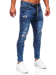 Pantaloni in jeans regular fit da uomo blu Bolf TF092