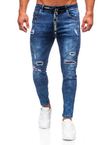 Pantaloni in jeans regular fit da uomo blu Bolf TF092