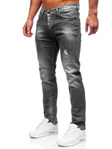 Pantaloni in jeans regular fit da uomo neri Bolf 4006