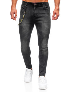 Pantaloni in jeans regular fit da uomo neri Bolf TF098