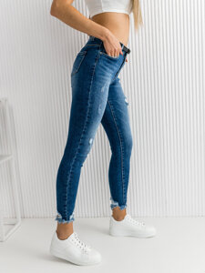 Pantaloni in jeans skinny con cintura da donna blu Bolf S3958-3P