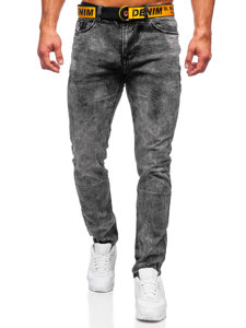 Pantaloni in jeans skinny fit con cintura da uomo neri Bolf R61104S1