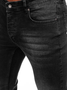 Pantaloni in jeans skinny fit da uomo neri Bolf R919-1