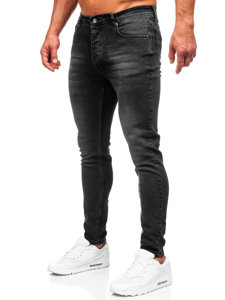 Pantaloni in jeans skinny fit da uomo neri Bolf R919-1