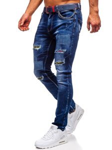 Pantaloni in jeans slim fit con cintura da uomo blu Bolf 80034W0