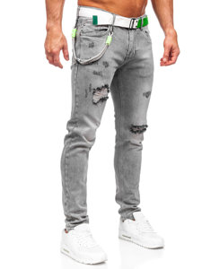 Pantaloni in jeans slim fit con cintura da uomo grafite Bolf KX953