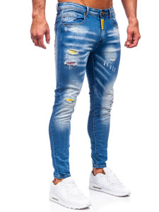 Pantaloni in jeans slim fit da uomo blu Bolf BC1025