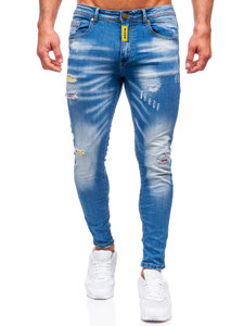 Pantaloni in jeans slim fit da uomo blu Bolf BC1025