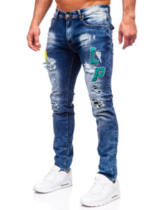 Pantaloni in jeans slim fit da uomo blu Bolf E7860