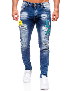 Pantaloni in jeans slim fit da uomo blu Bolf E7860