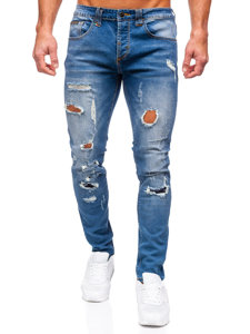 Pantaloni in jeans slim fit da uomo blu Bolf MP0086BS