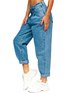 Pantaloni in jeans slouchy da donna azzurri Bolf BS586