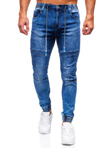 Pantaloni in jeans tipo jogger da uomo blu Bolf TF132