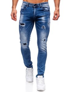 Pantaloni in jeans tipo regular fit da uomo blu Bolf 4002