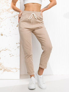 Pantaloni in tessuto da donna beige Bolf W7832