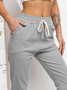 Pantaloni in tessuto da donna grigio Bolf W7832