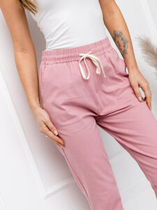 Pantaloni in tessuto da donna rosa Bolf W7831