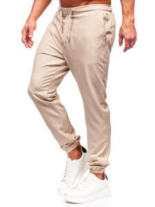 Pantaloni in tessuto jogger da uomo beige Bolf 0065