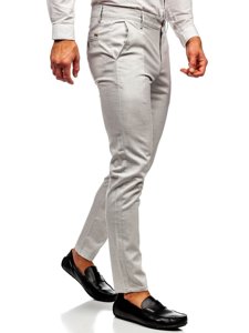 Pantaloni in tessuto tipo chino da uomo beige Bolf 0015