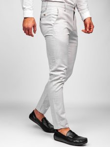 Pantaloni in tessuto tipo chino da uomo beige Bolf 0015