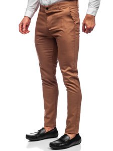 Pantaloni in tessuto tipo chino da uomo marroni Bolf 0017