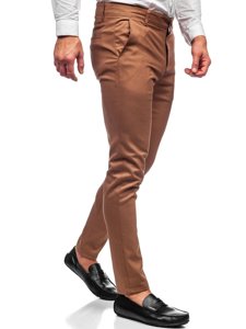 Pantaloni in tessuto tipo chino da uomo marroni Bolf 0017