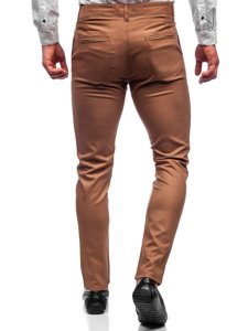 Pantaloni in tessuto tipo chino da uomo marroni Bolf 0017