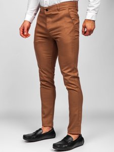 Pantaloni in tessuto tipo chino da uomo marroni Bolf 0017