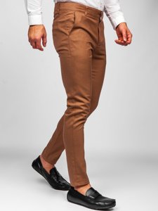 Pantaloni in tessuto tipo chino da uomo marroni Bolf 0017