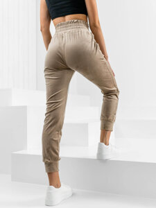 Pantaloni in velluto da tuta da donna beige Bolf W7685