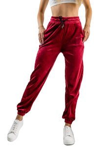 Pantaloni in velluto da tuta da donna bordò Bolf HL241