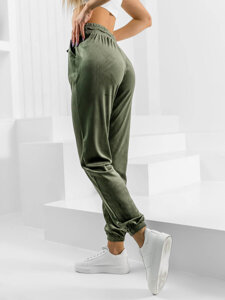 Pantaloni in velluto da tuta da donna verde Bolf HL241