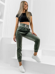 Pantaloni in velluto da tuta da donna verde Bolf W7685