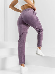 Pantaloni in velluto da tuta da donna viola Bolf W7626