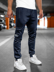 Pantaloni isolati cargo tipo jogger da uomo blu Bolf HW2206