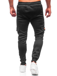 Pantaloni isolati cargo tipo jogger da uomo nero-rossi Bolf HW2202