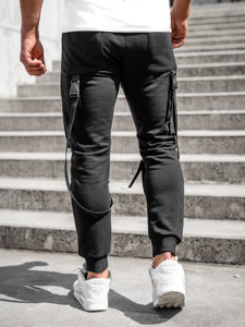 Pantaloni jogger da tuta tipo cargo da uomo nero Bolf 6581A