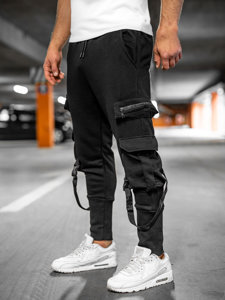 Pantaloni jogger da tuta tipo cargo da uomo nero Bolf 6582A