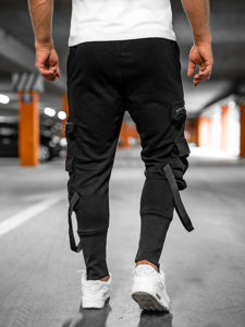 Pantaloni jogger da tuta tipo cargo da uomo nero Bolf 6582A