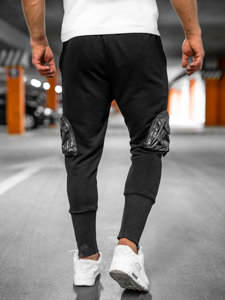 Pantaloni jogger da tuta tipo cargo da uomo nero Bolf 6583A