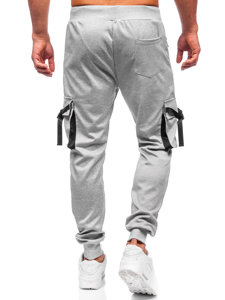 Pantaloni jogger di tuta tipo cargo da uomo grigi Bolf 8K1116