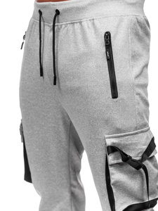 Pantaloni jogger di tuta tipo cargo da uomo grigi Bolf 8K1116