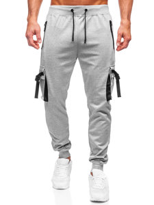 Pantaloni jogger di tuta tipo cargo da uomo grigi Bolf 8K1116