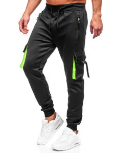 Pantaloni jogger di tuta tipo cargo da uomo neri Bolf 8K1116