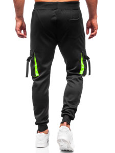 Pantaloni jogger di tuta tipo cargo da uomo neri Bolf 8K1116